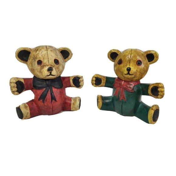 (2)6.5" Collectible Wooden Wood Teddy Bears - Picture 1 of 9